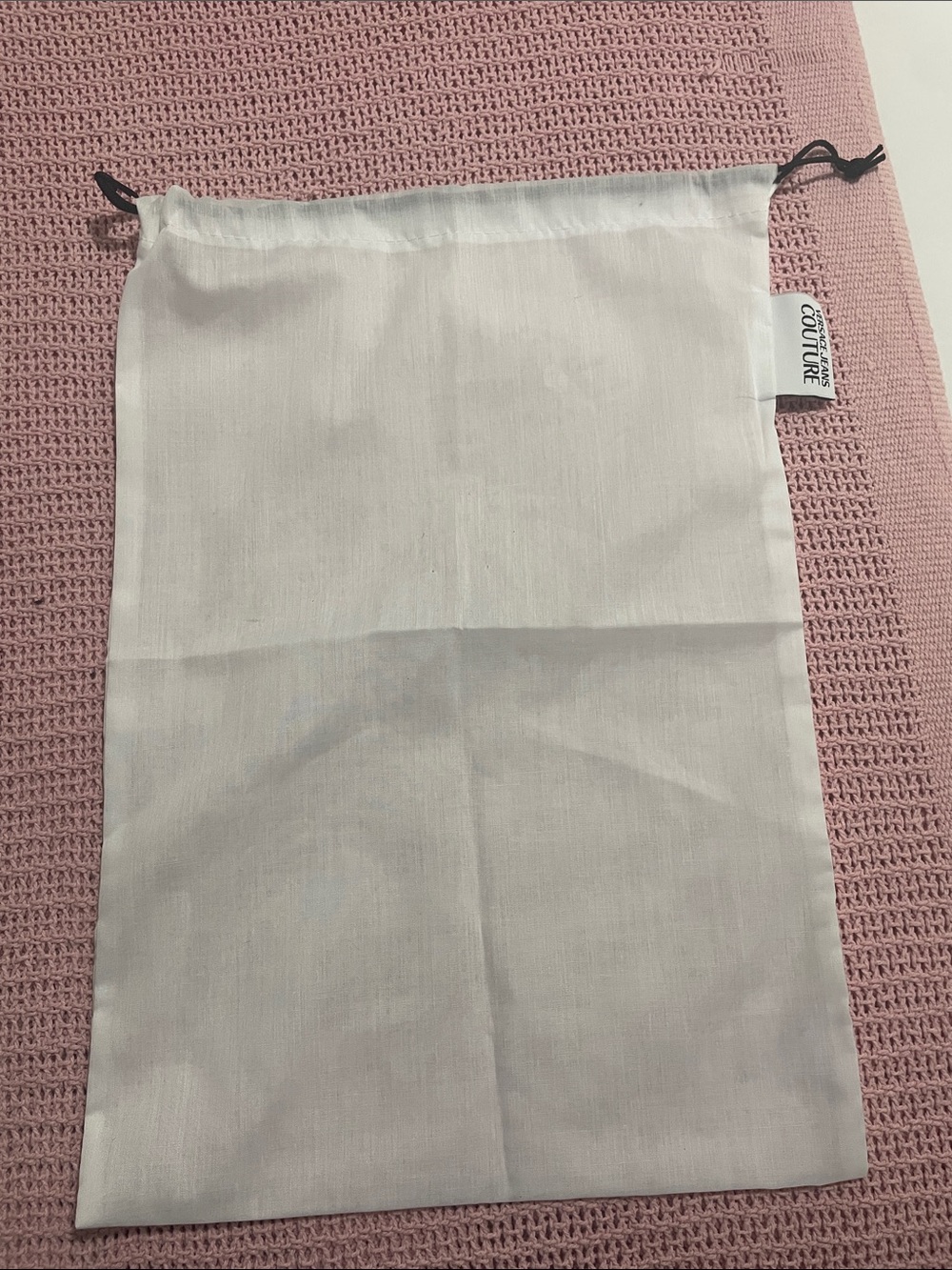 Versace Jeans Couture White Drawstring Bag with Black Cord